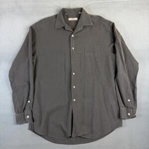 Vintage Ermenegildo Zegna Shirt Mens 41/16 Gray Flannel Twill Button Up Pocket